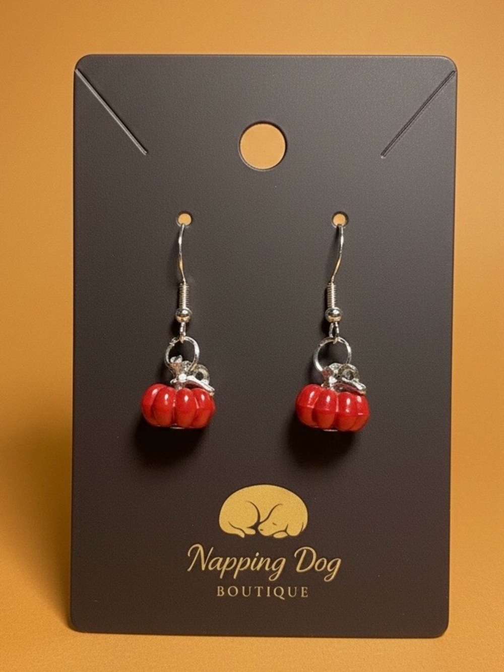 Red Pumpkin Drop Earrings